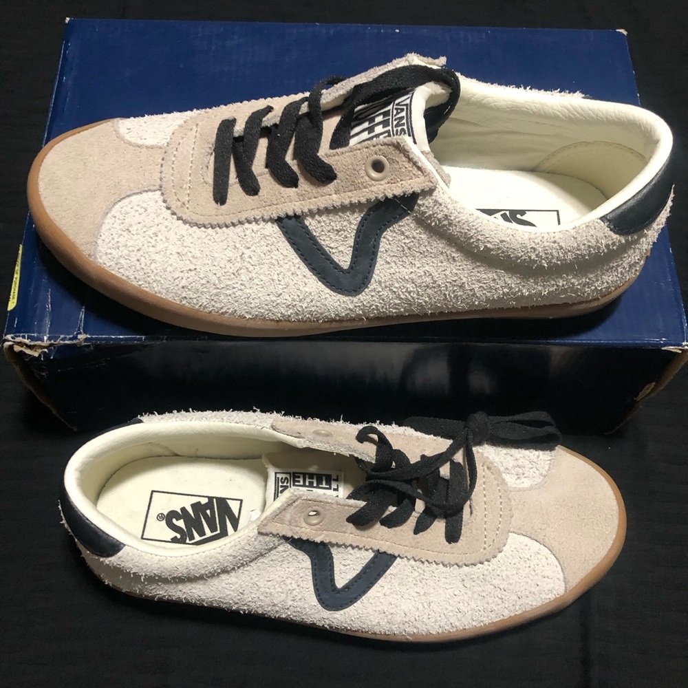 VANS OFF THE WALL SKATER SHOE MEN SIZE 10.5 TEXTURED LEATHER CREAM BLACK PRO NEW - Picture 2 of 6